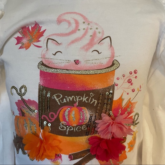 Two piece pumpkin spice top and skirt set. - Picture 3 of 5